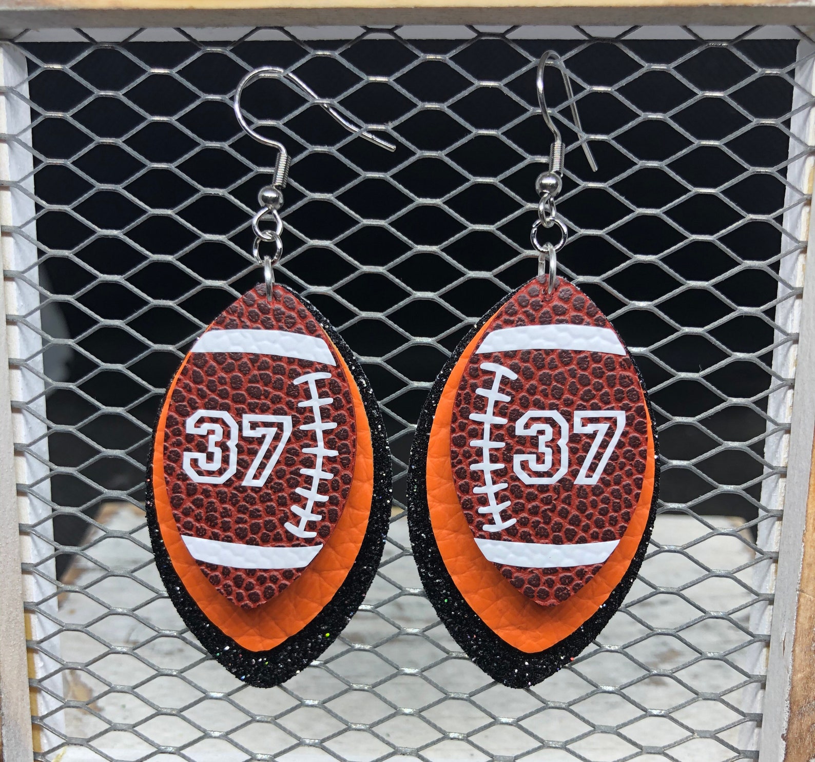 Football Faux Leather Earrings Customizable Team Colors Etsy