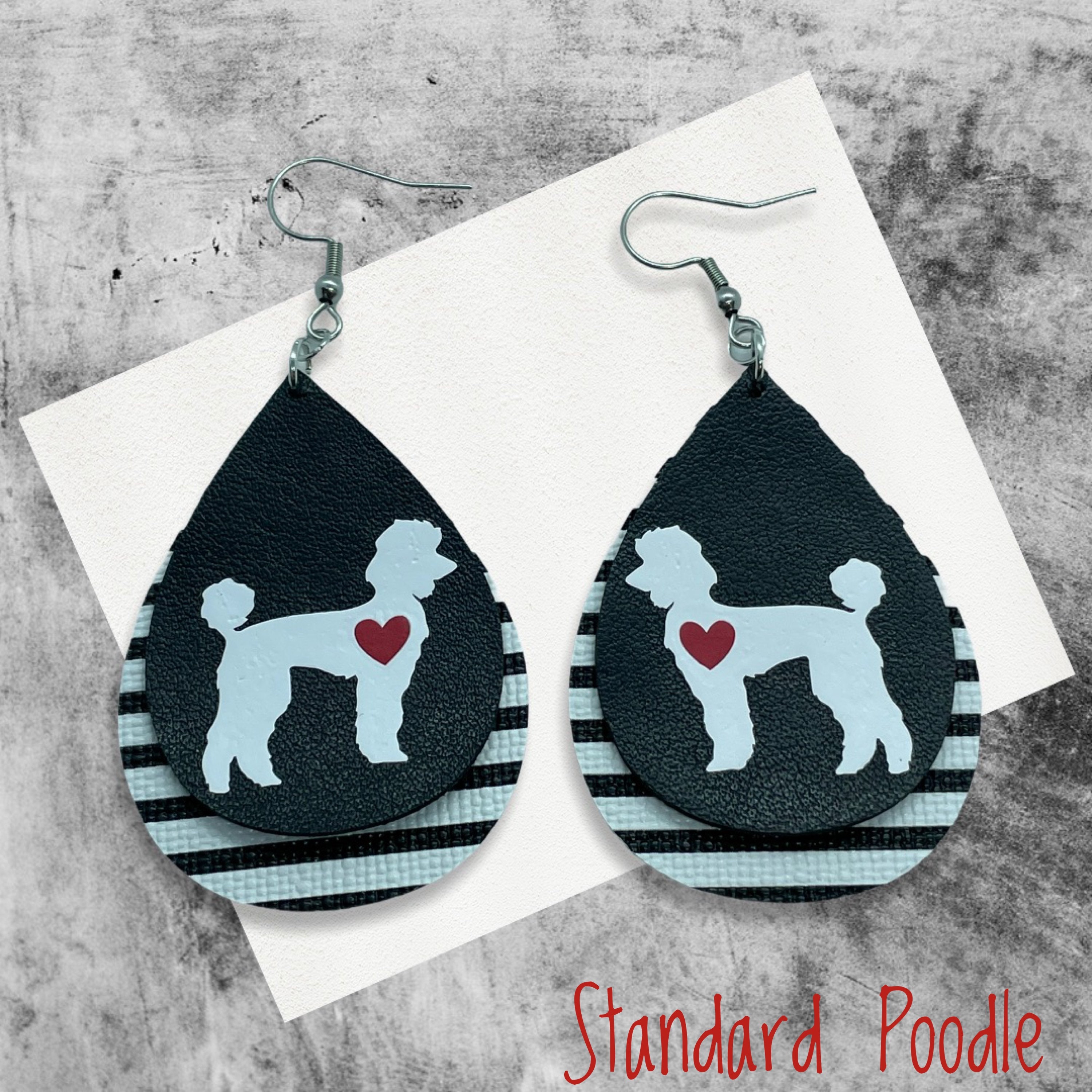 Dog Earrings Customizable Breed Faux Leather Black White Etsy