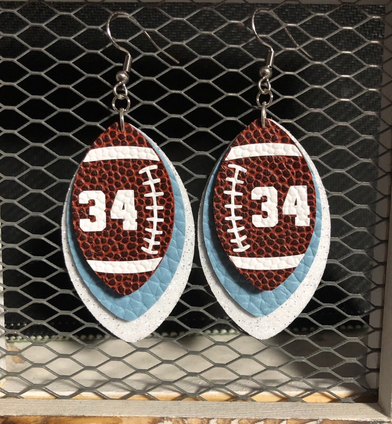Football Earrings Customizable Team Colors Add Number Etsy