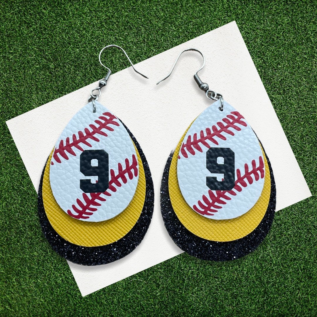 Baseball Earrings Faux Leather Customizable Team Colors Etsy