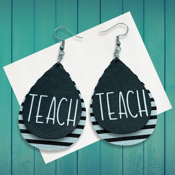 Chalkboard Teacher Back to School Faux Leather Handmade Earrings
