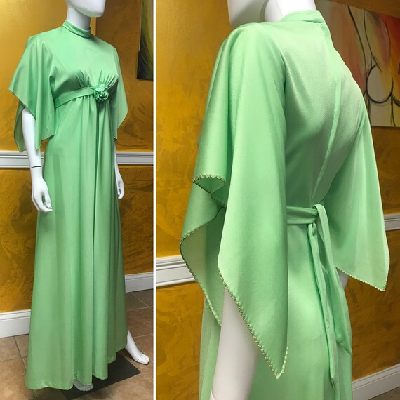 Gorgeous 1970s Empire Waist Maxi Dress with Angel