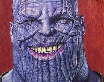 Thanos - avengers endgame color pencil drawing print