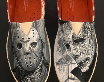 Horror hand painted Toms slip ons