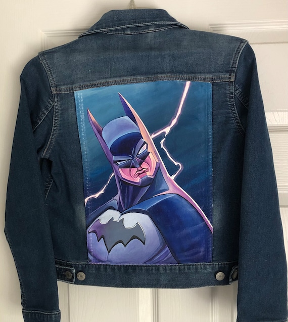 Gasvormig Licht eerste Buy BATMAN Hand Painted Kids Denim Jacket. Online in India - Etsy