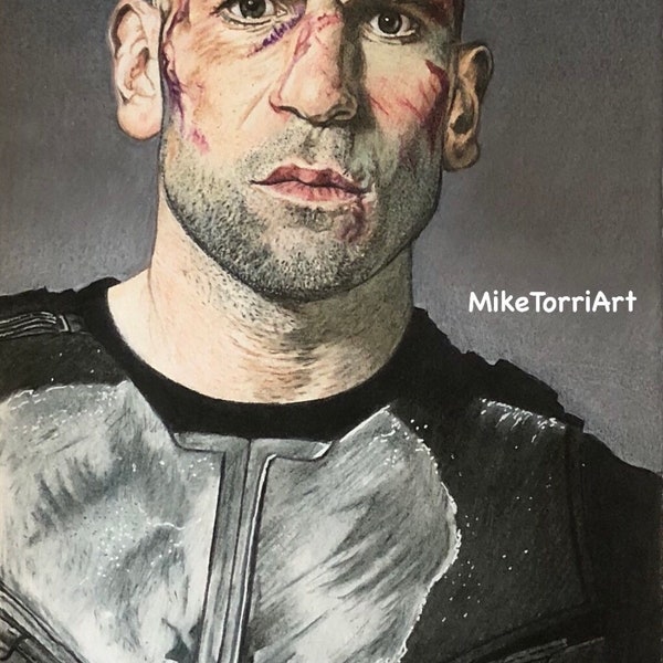 The punisher John Bernthal color pencil poster size print. “You do what you gotta do”. Special order poster size print. 20 by 30 inches.