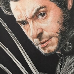 Wolverine-hugh jackman color pencil drawing print