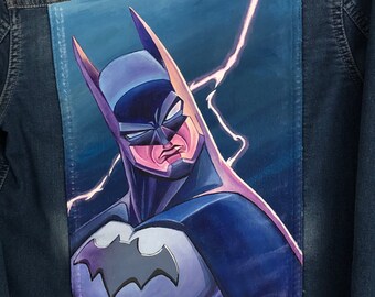 Levi's Batmanアートデニムジャケット Vintage 90s Levis Destroyed Denim Jacket Two Face Art Comic