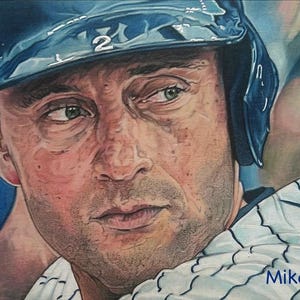 DEREK JETER - color pencil drawing print