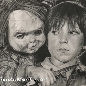 Child’s play- chucky & Andy pencil drawing print