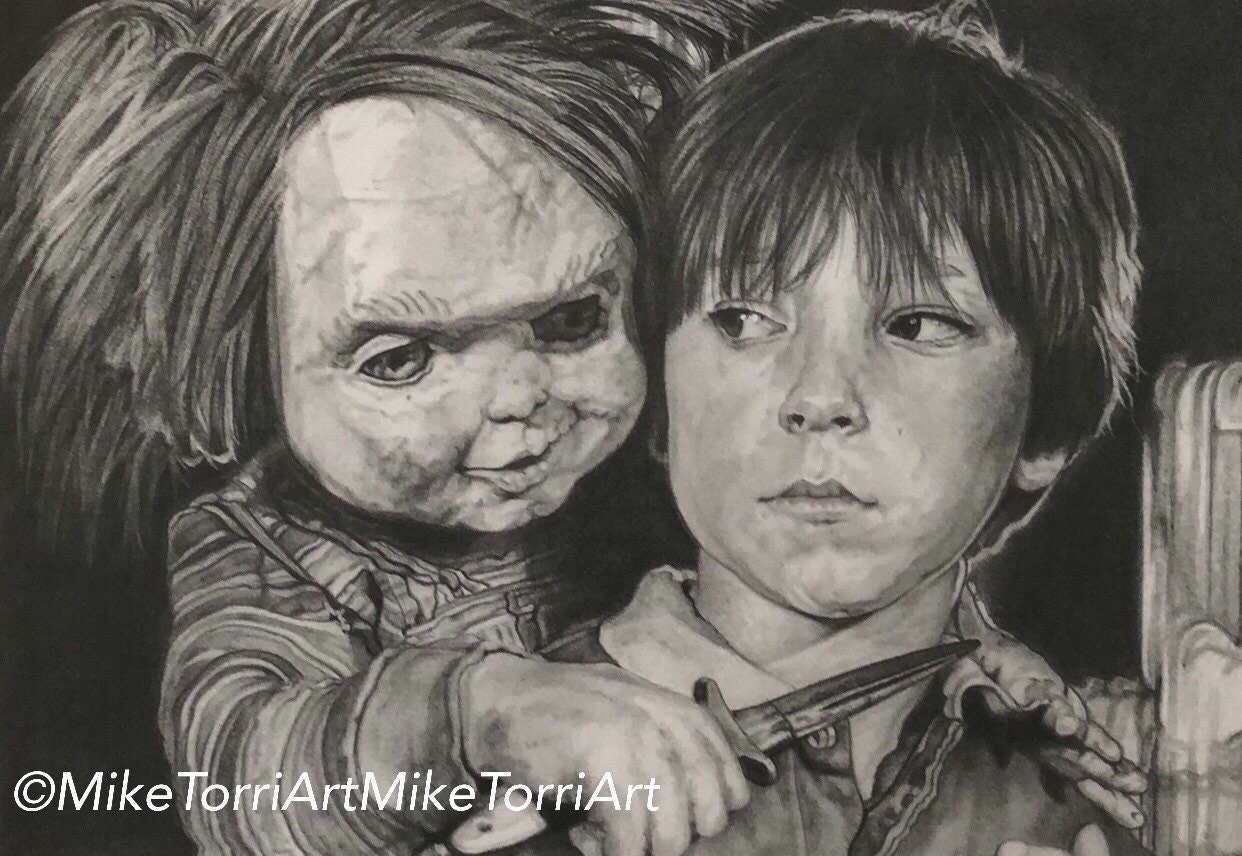 Childs Play Chucky & Andy Pencil Drawing Print Etsy