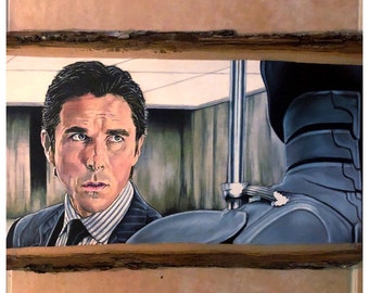 The dark knight- Christian Bale ( Bruce Wayne) color pencil drawing on basswood, original piece.