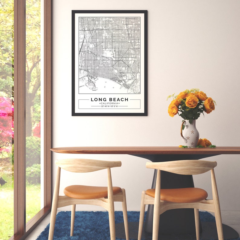 Long Beach California City map Poster Printable Print | Etsy