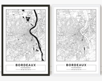 Bordeaux, France, City map, Poster, Printable, Print, Street map, Wall art
