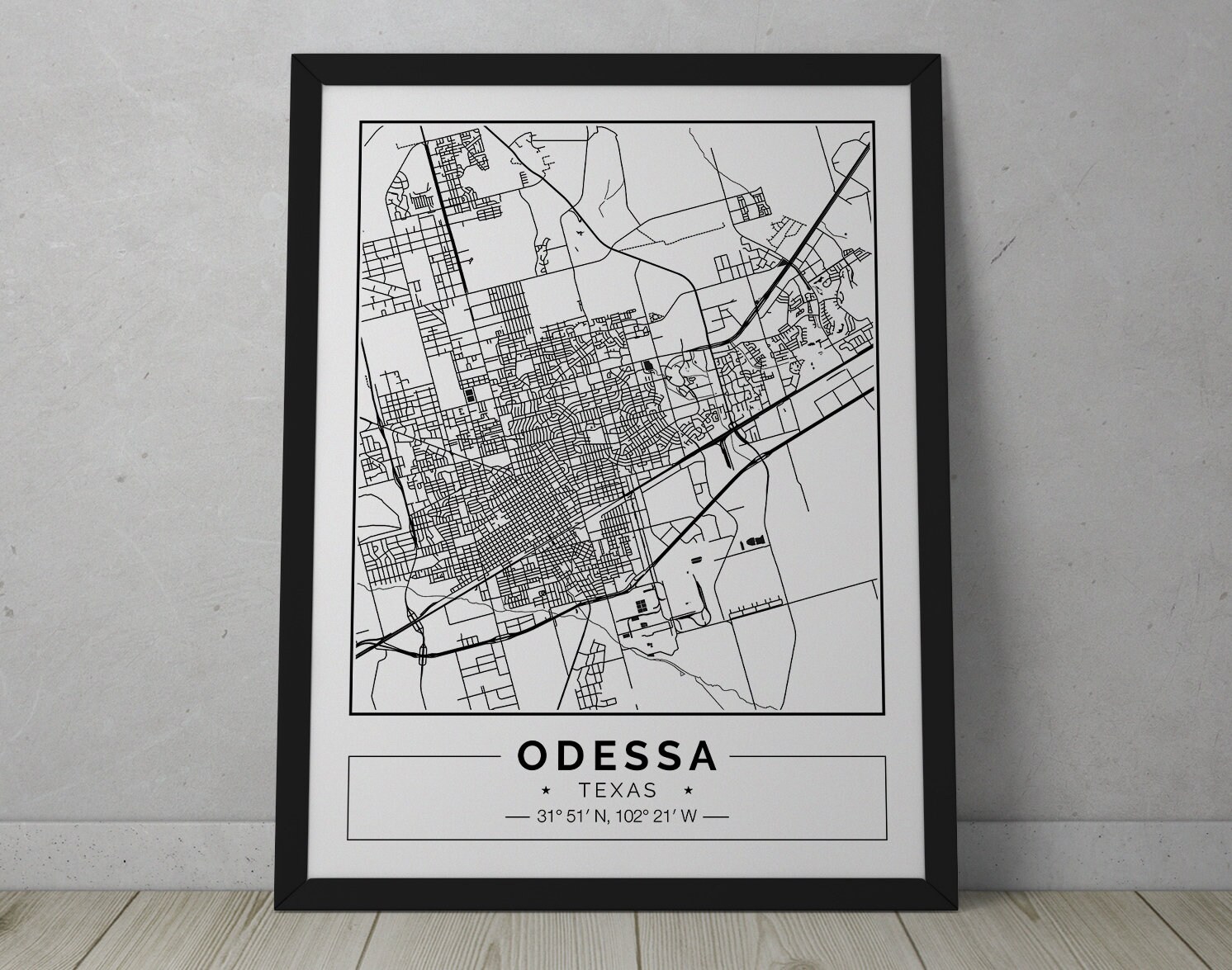 Odessa Texas City map Poster Printable Print Street map | Etsy