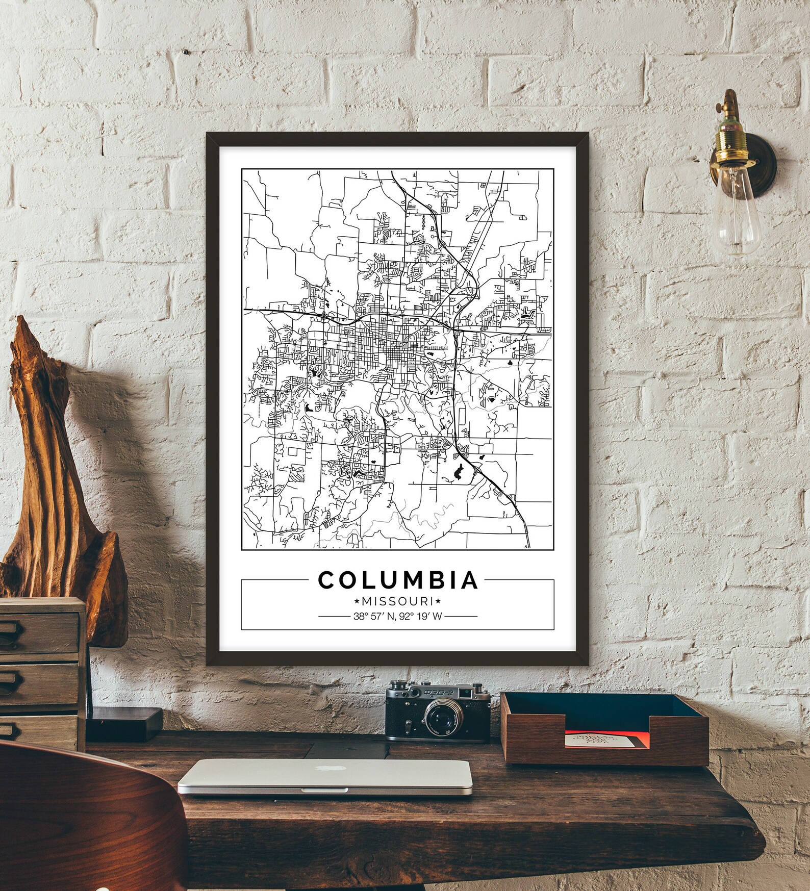 Columbia Missouri City map Poster Printable Print Street | Etsy