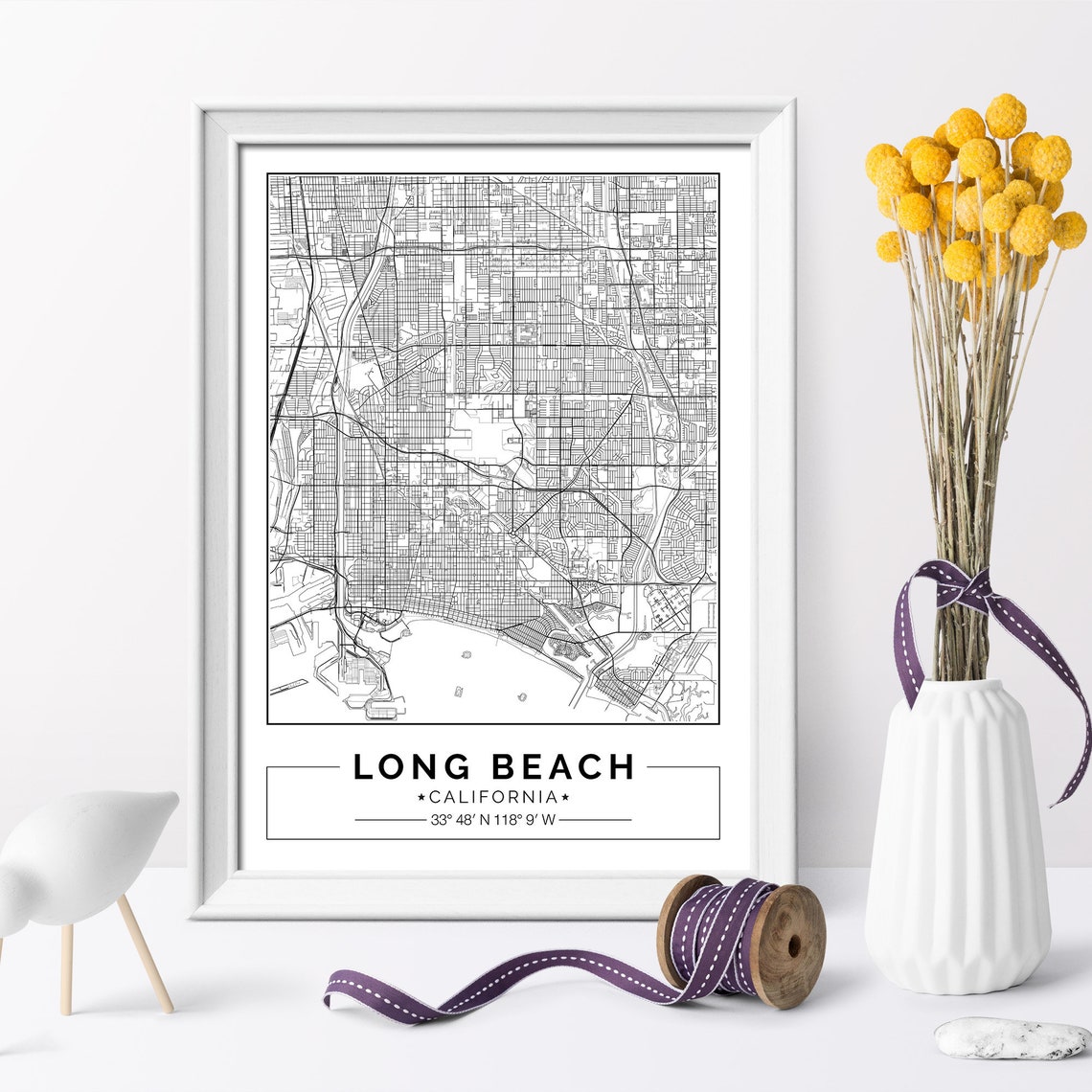 Long Beach California City Map Poster Printable Print - Etsy