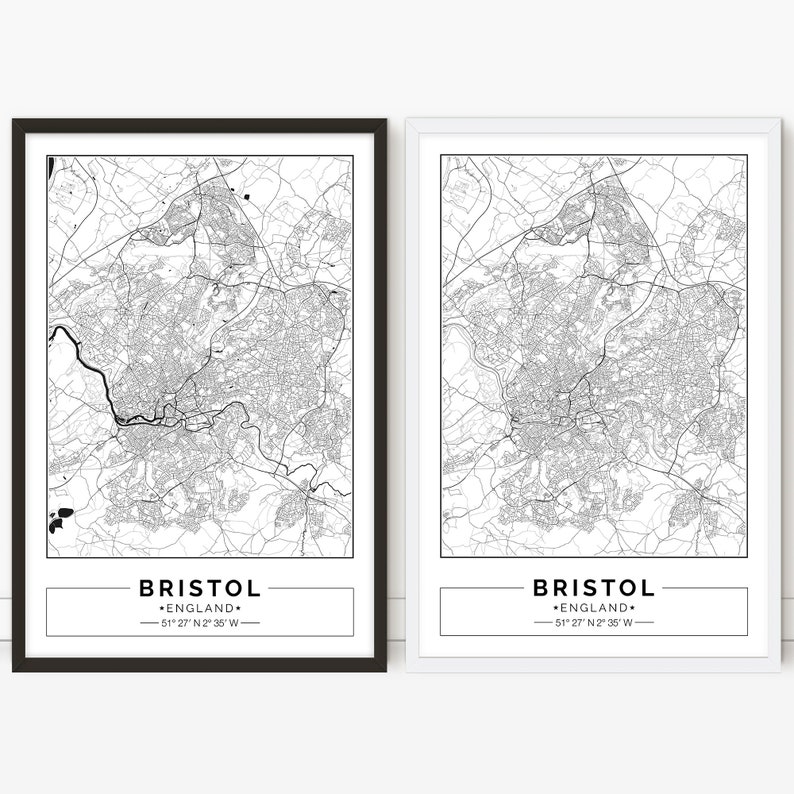 England Poster City map Printable Wall art Street map Bristol Print