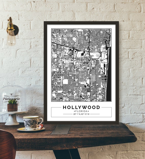 Hollywood Florida City Map Poster Printable Print Street Etsy