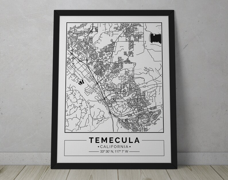 Temecula California City map Poster Printable Print | Etsy