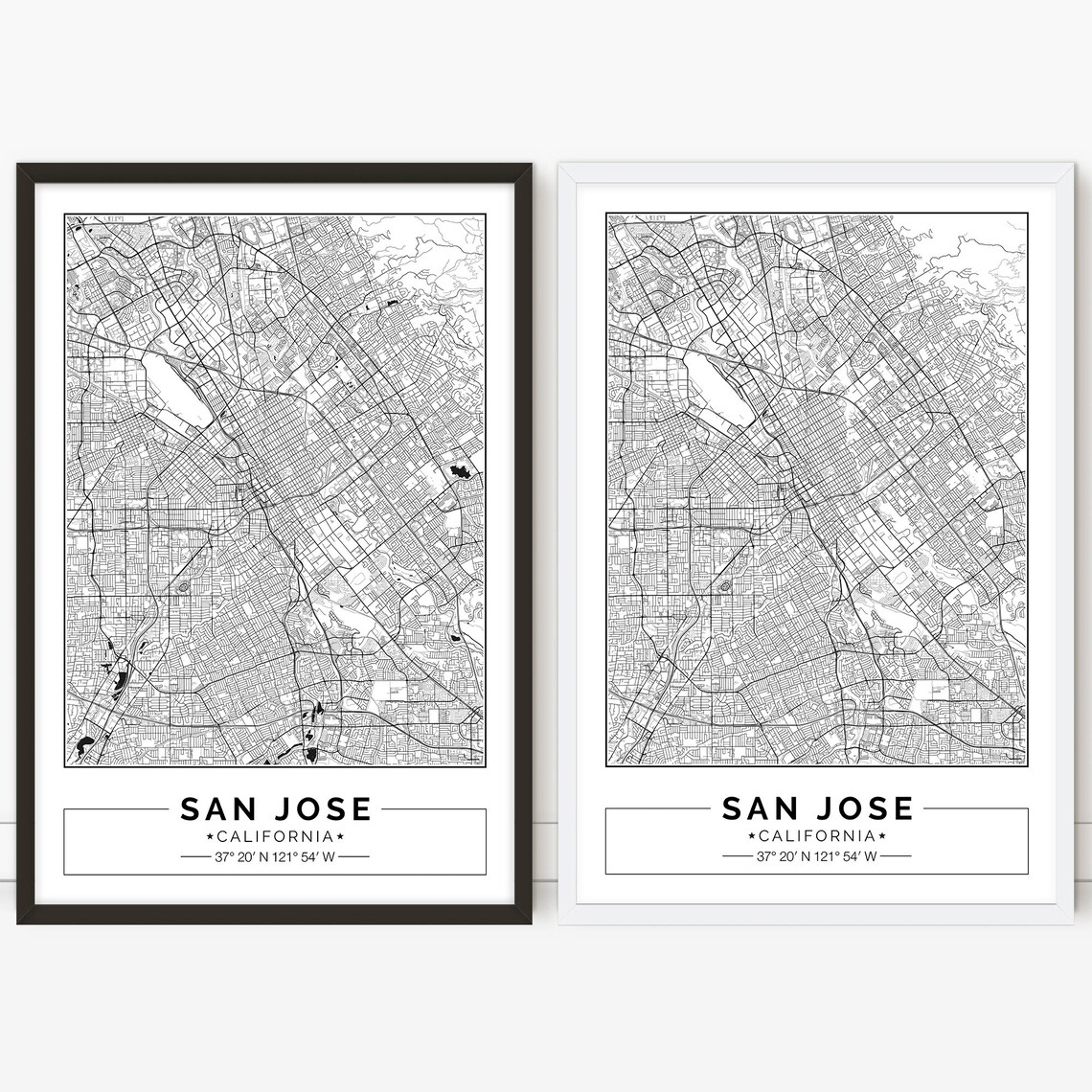 San Jose Map California City Map Digital Poster Printable - Etsy