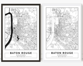 Baton Rouge Map - Etsy