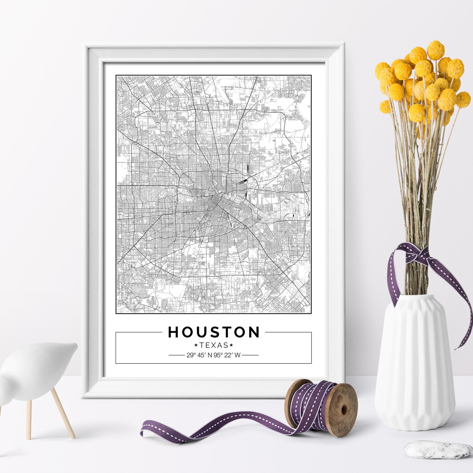 Houston Map City Map Texas Digital Poster Printablewall | Etsy