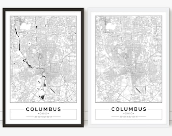Columbus map, Ohio, City map, Digital Poster, Printable, Wall art, city map print