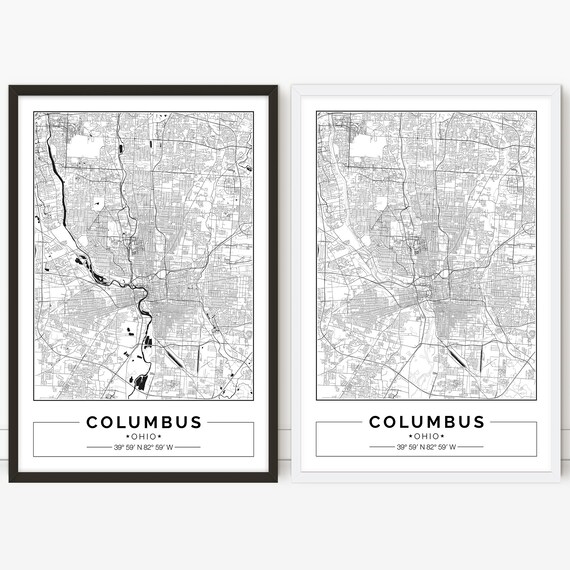 COLUMBUS Map Art Print Ohio Poster Columbus Wall Art Decor Choose Size