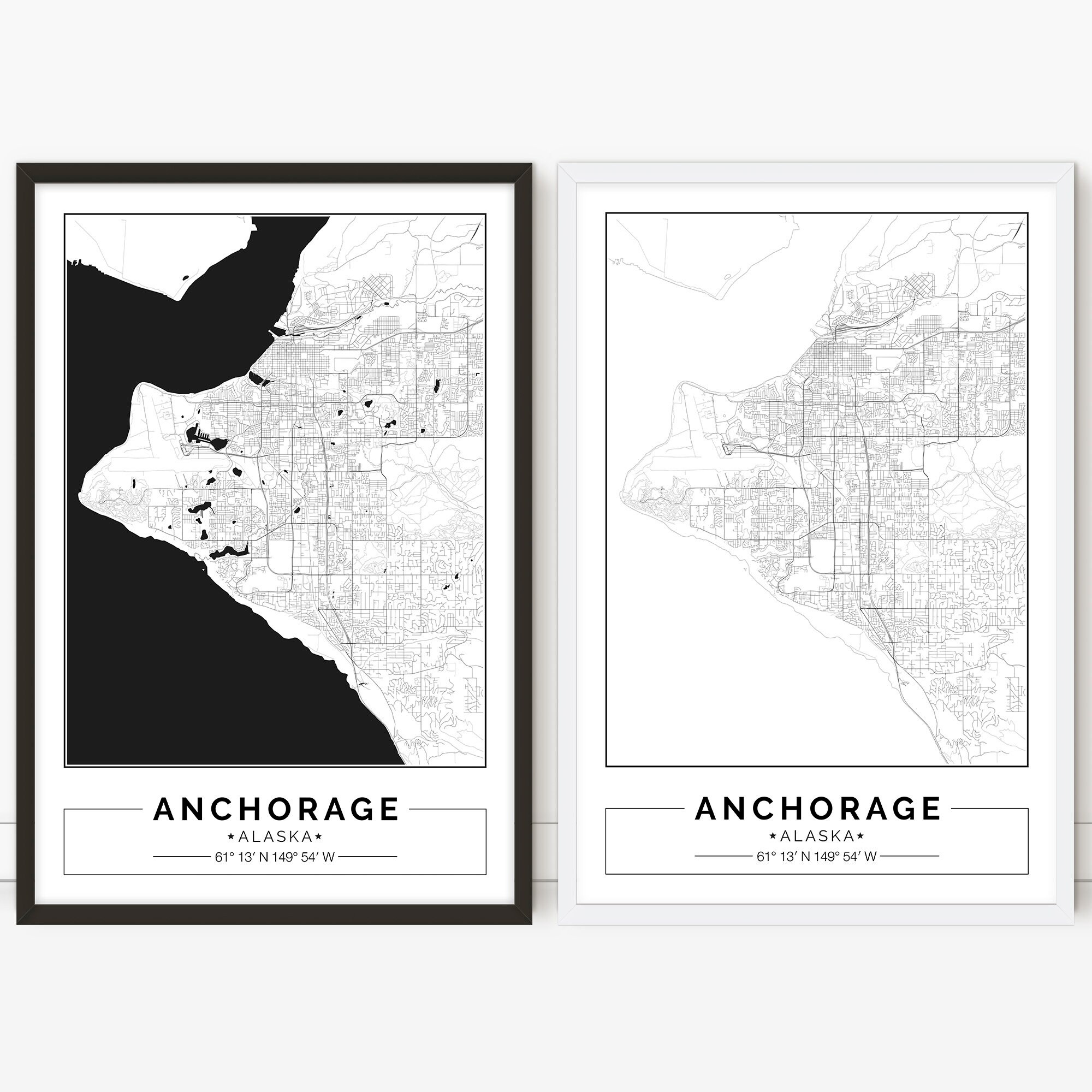 Anchorage Map Alaska City Map Digital Poster Printable - Etsy UK