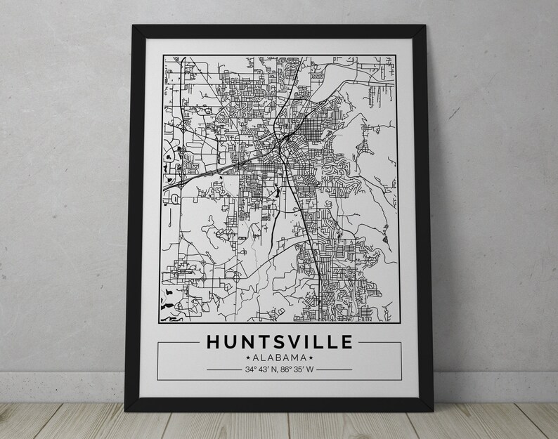 Huntsville Alabama City map Poster Printable Print | Etsy
