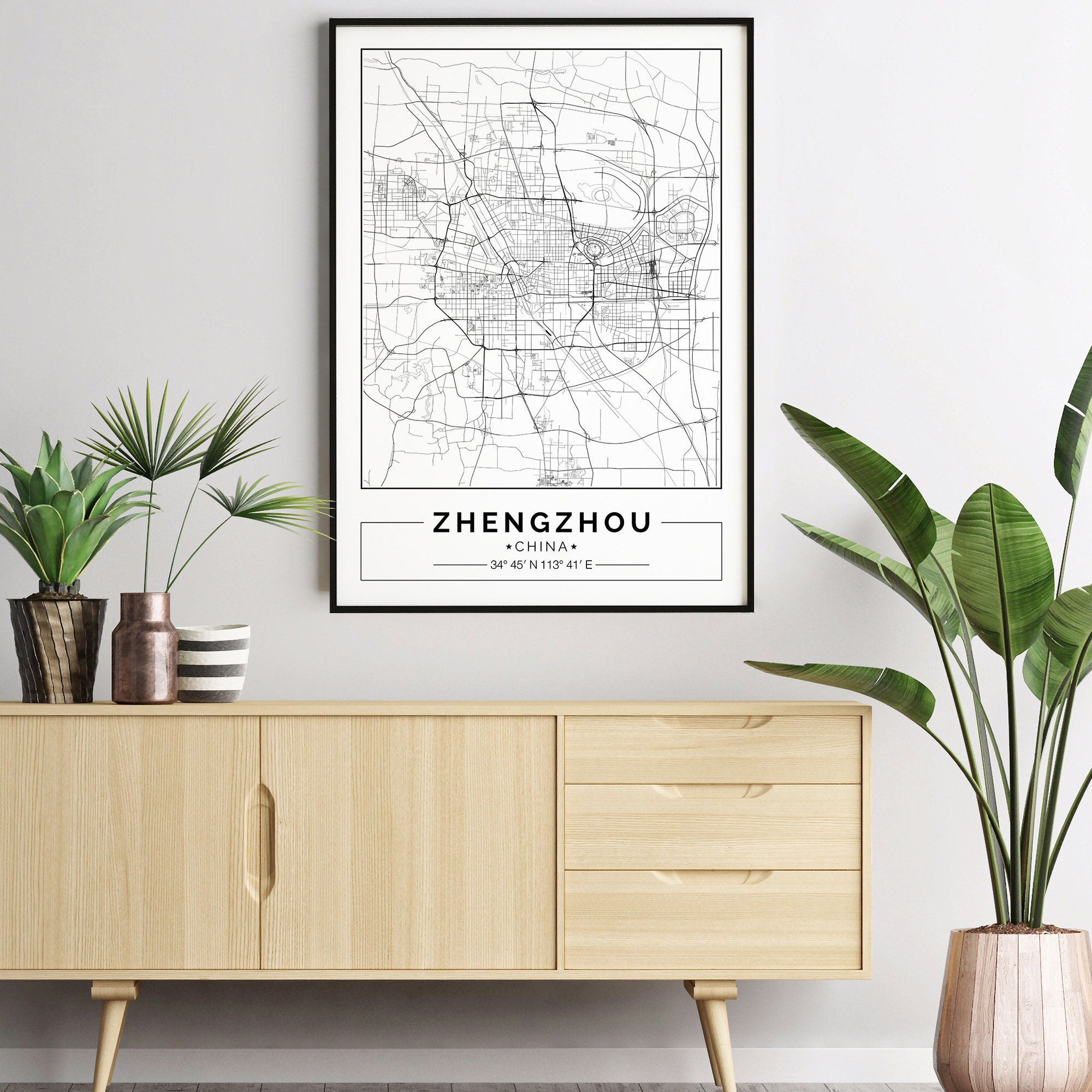 Zhengzhou China map Zhengzhou City map Zhengzhou Poster | Etsy