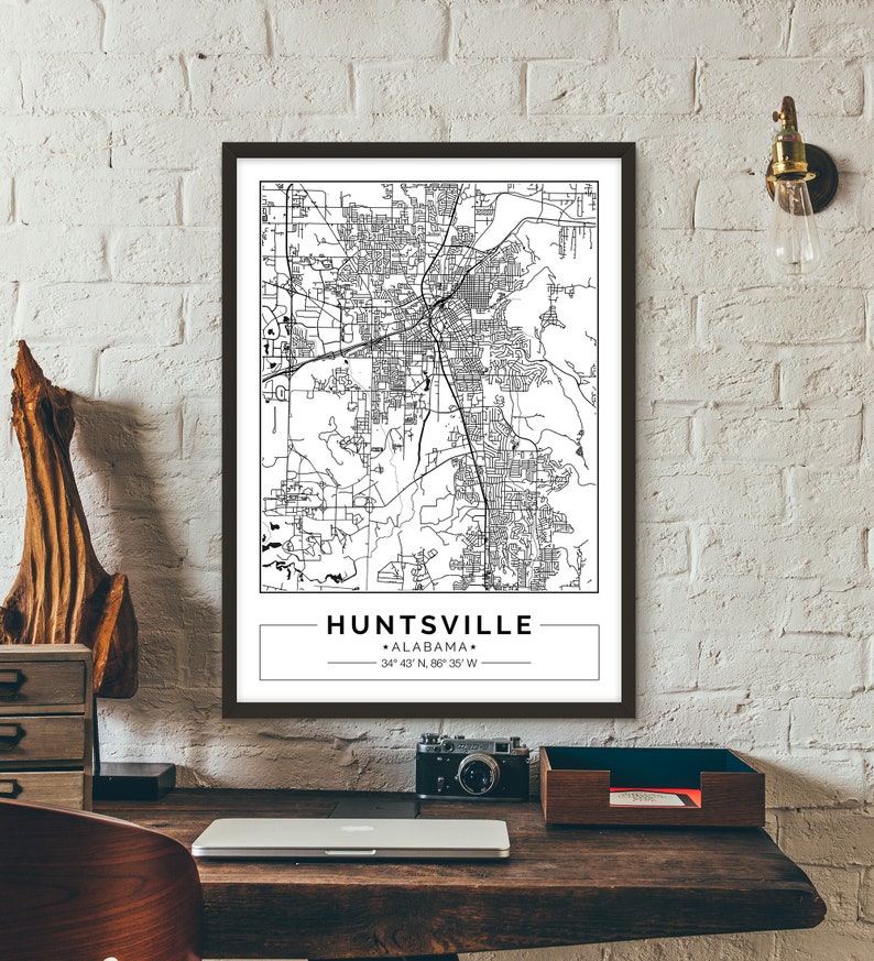 Huntsville Alabama City map Poster Printable Print | Etsy