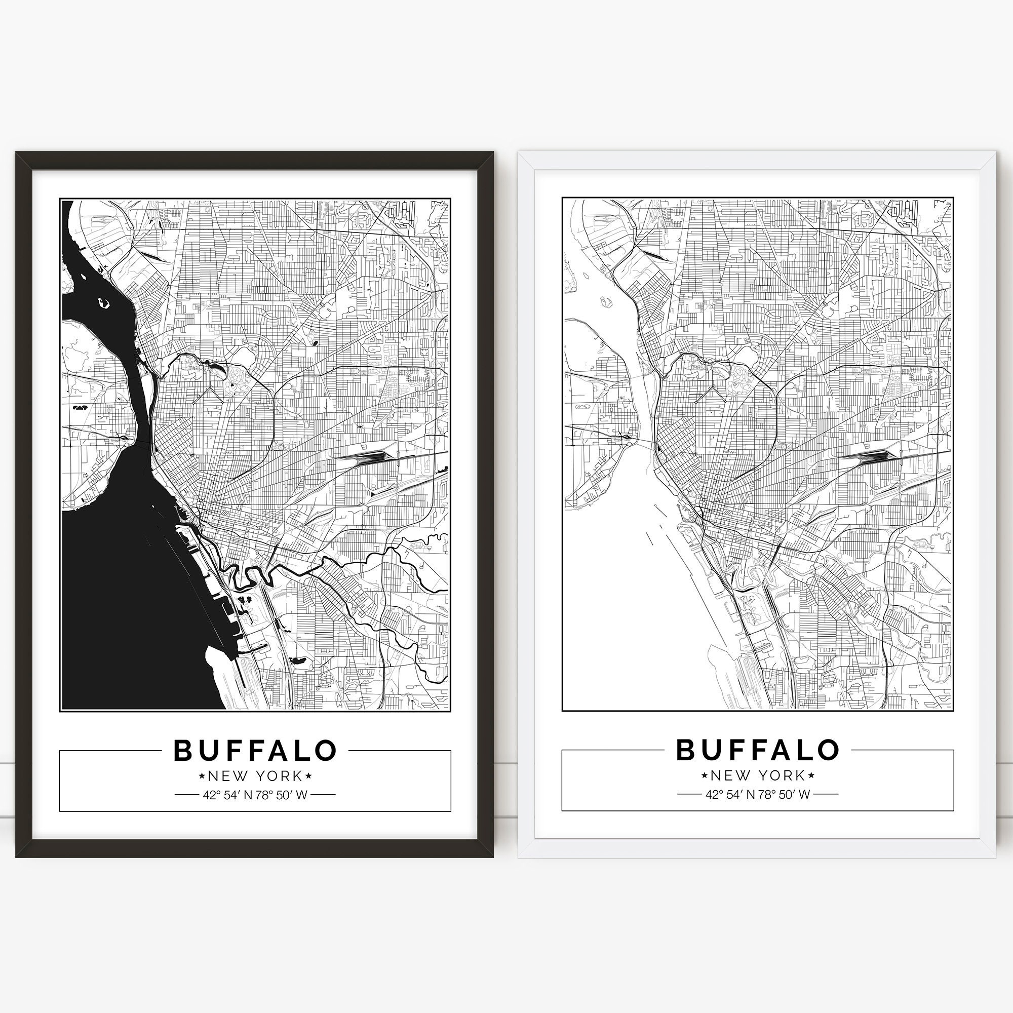 Buffalo New York Buffalo NY Map Modern Map Poster Buffalo Print Buffalo Buffalo City Map Minimalist Digital Art & Collectibles jan-takayama.com