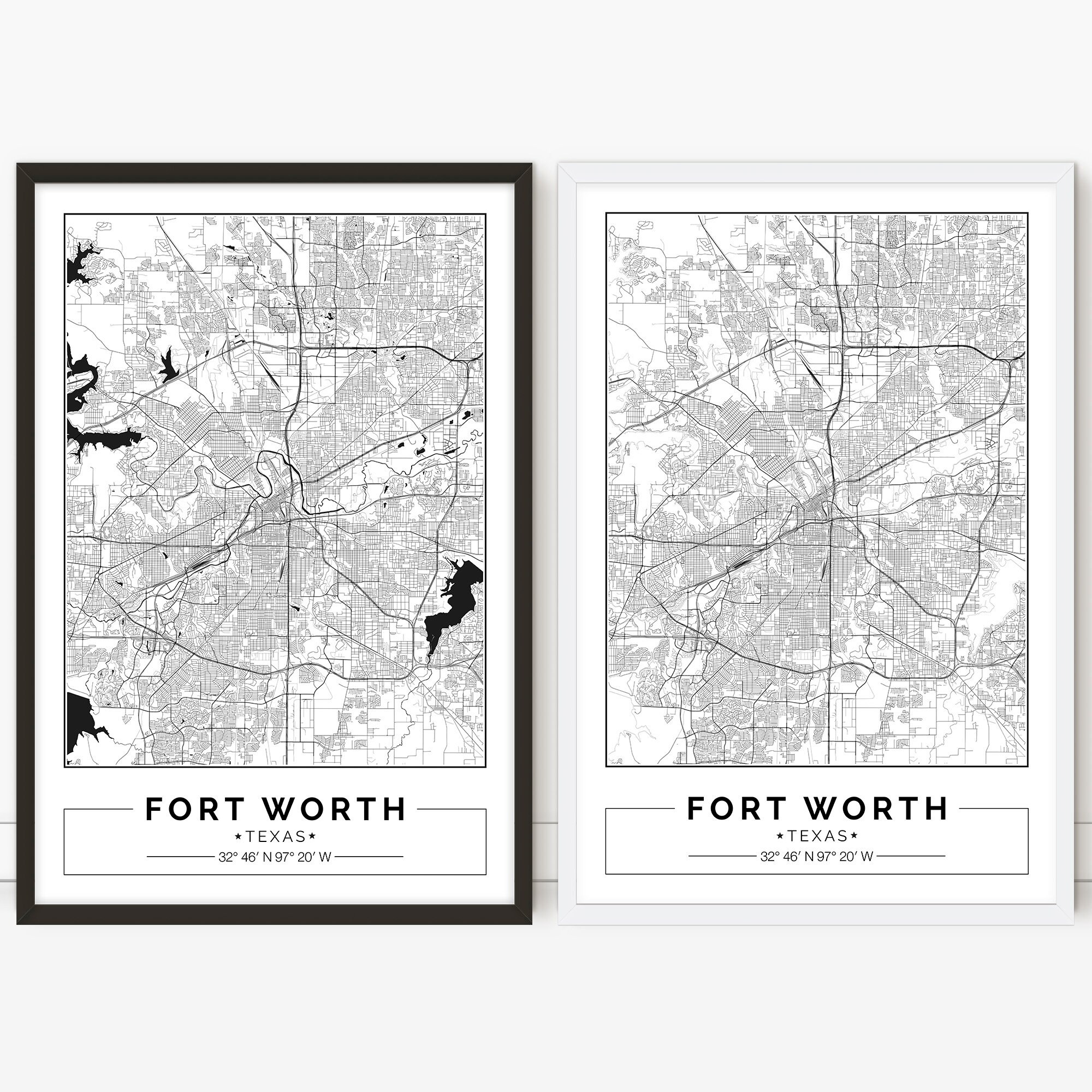 Fort Worth Map Texas City Map Digital Poster Printable - Etsy