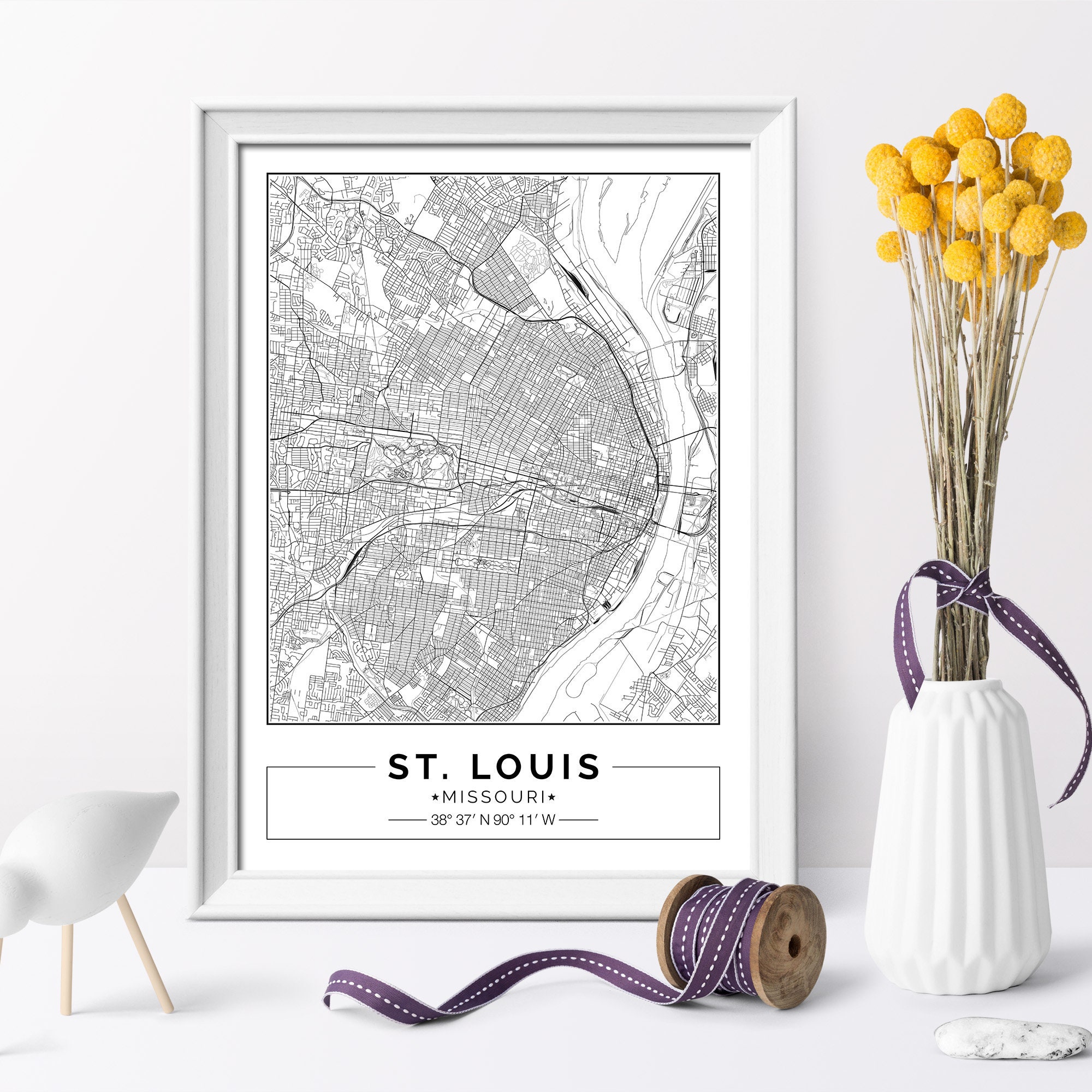 St. Louis map Missouri Saint Louis City map Digital Poster | Etsy