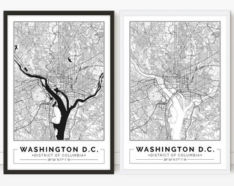 Washington, D.C. District of Columbia, map, City map, Digital Poster, Printable, Wall art, city map print