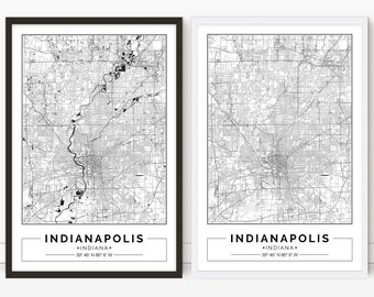 Indianapolis map, Indiana, City map, Digital Poster, Printable, Wall art, city map print