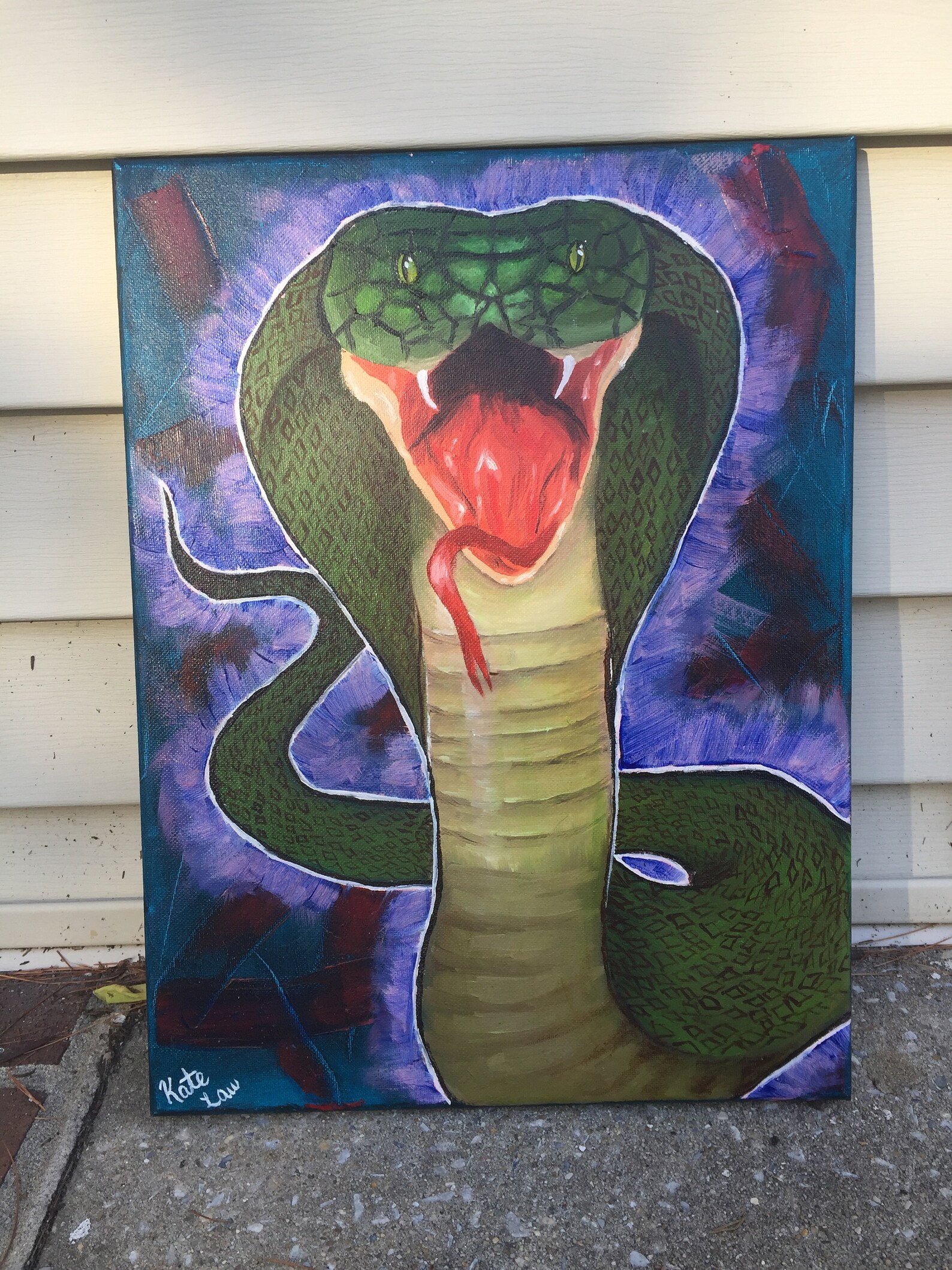 Cobra snake oil painting 16x12 Etsy