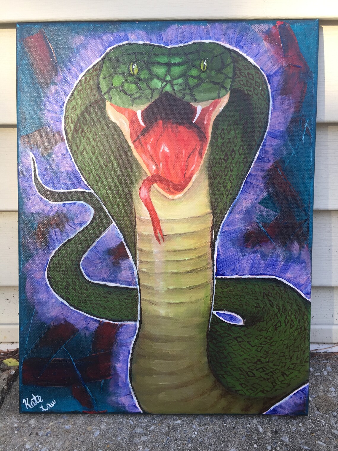 Cobra snake oil painting 16x12 Etsy