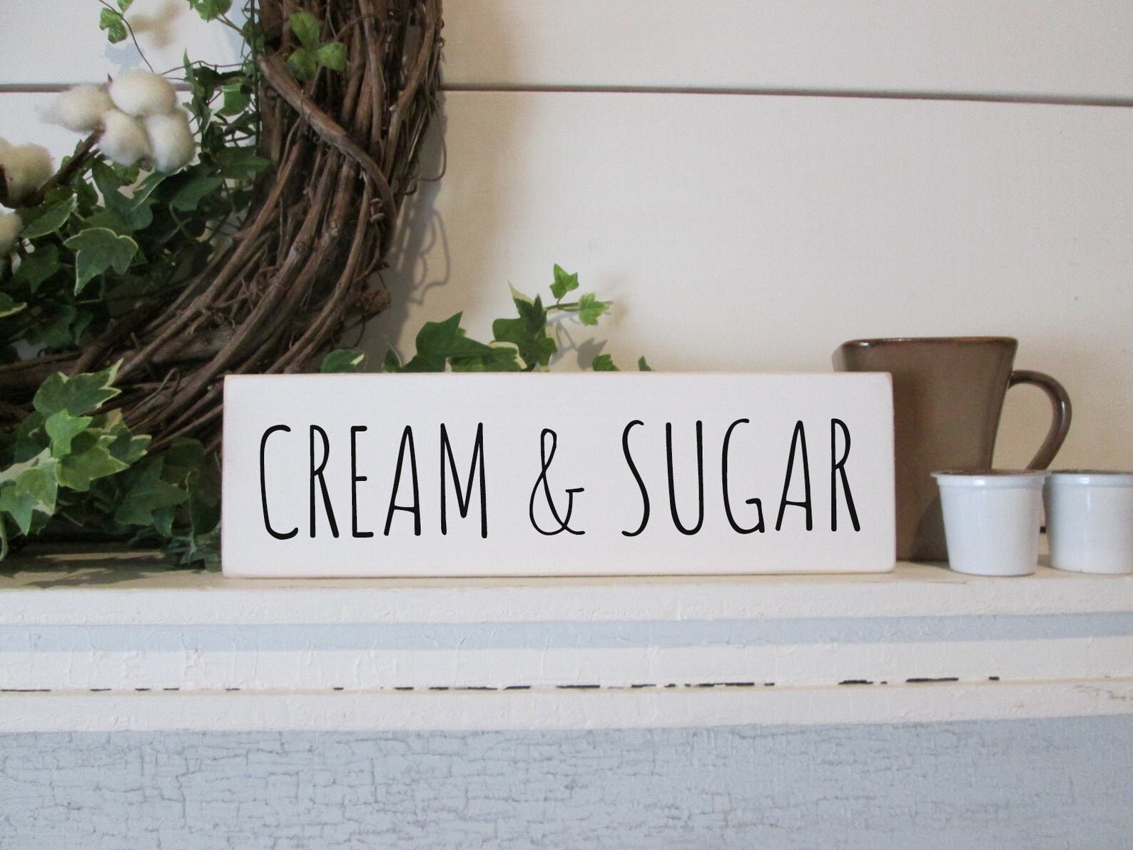 Cream and Sugar Sign Coffee Bar Sign Wood Kitchen Farmhouse Etsy