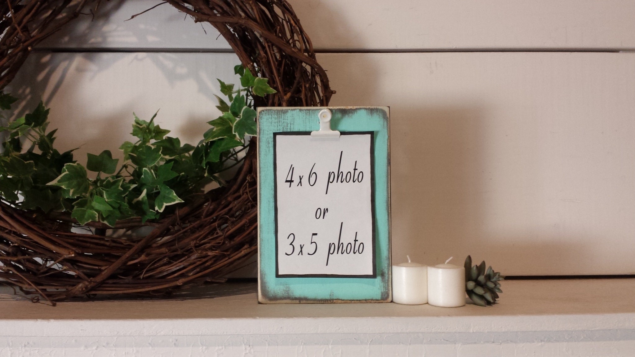 Photo holder beach picture frame wood frame with clip 4 x 6 Etsy