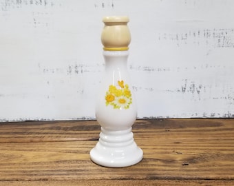 Avon Milk Glass Candle Holder, Floral Perfume Bottle Decor