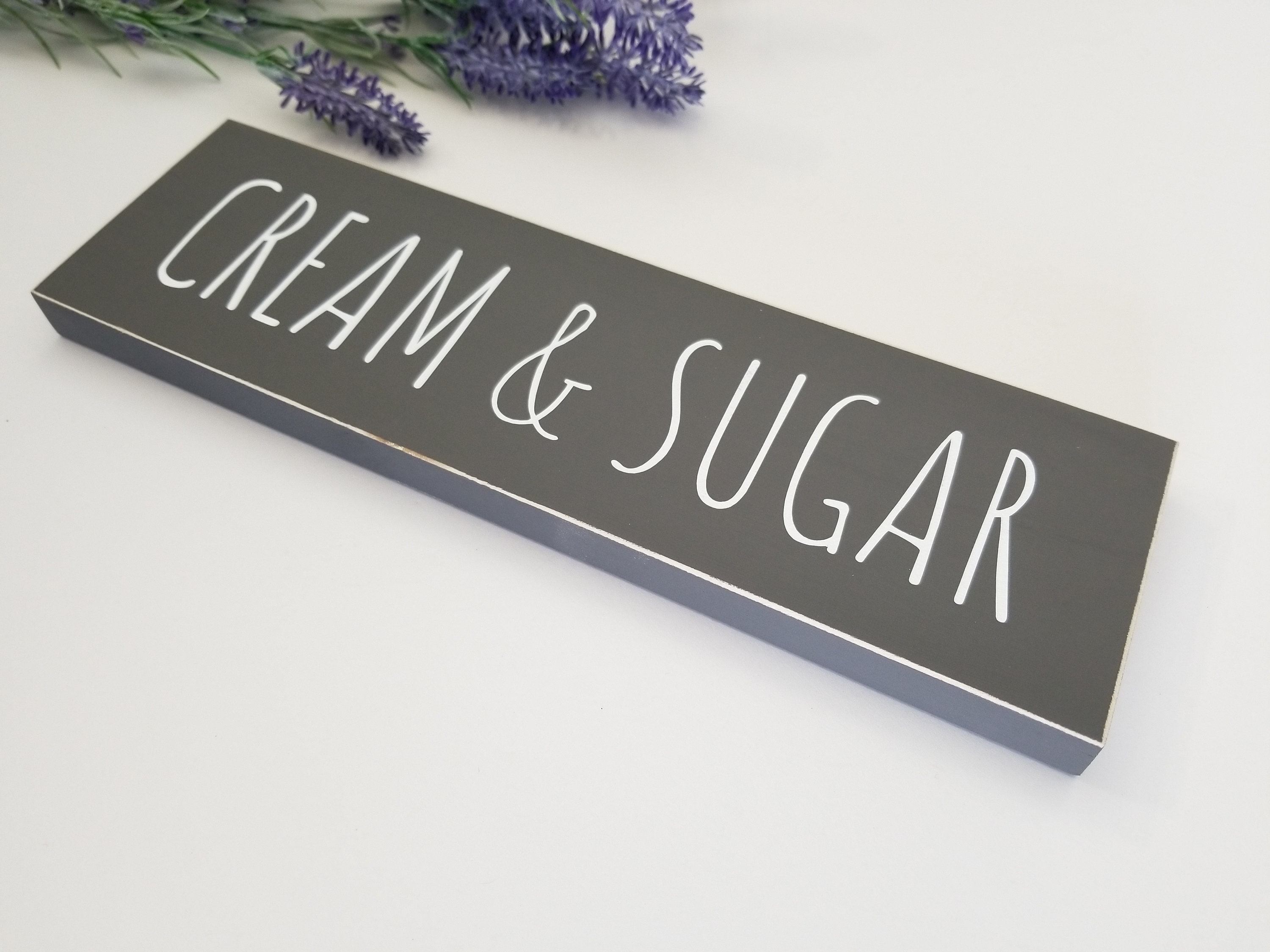 Cream and Sugar Sign Coffee bar sign wood kitchen farmhouse Etsy
