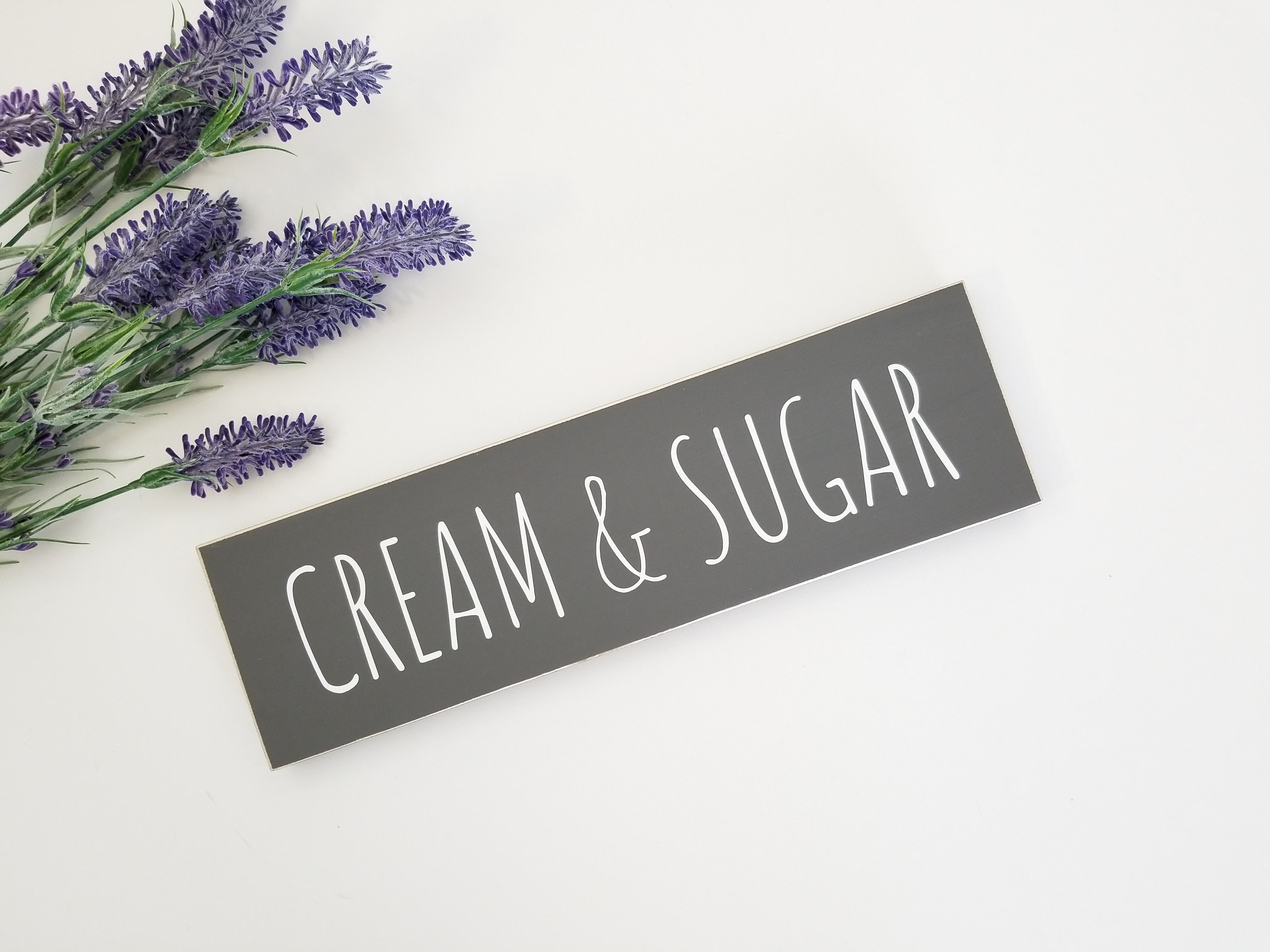 Cream and Sugar Sign Coffee bar sign wood kitchen farmhouse Etsy