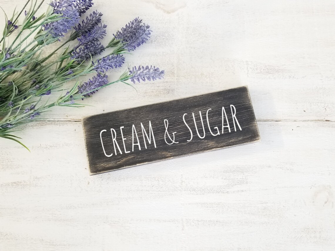 Cream and Sugar Sign Coffee Bar Sign Wood Kitchen Farmhouse Etsy