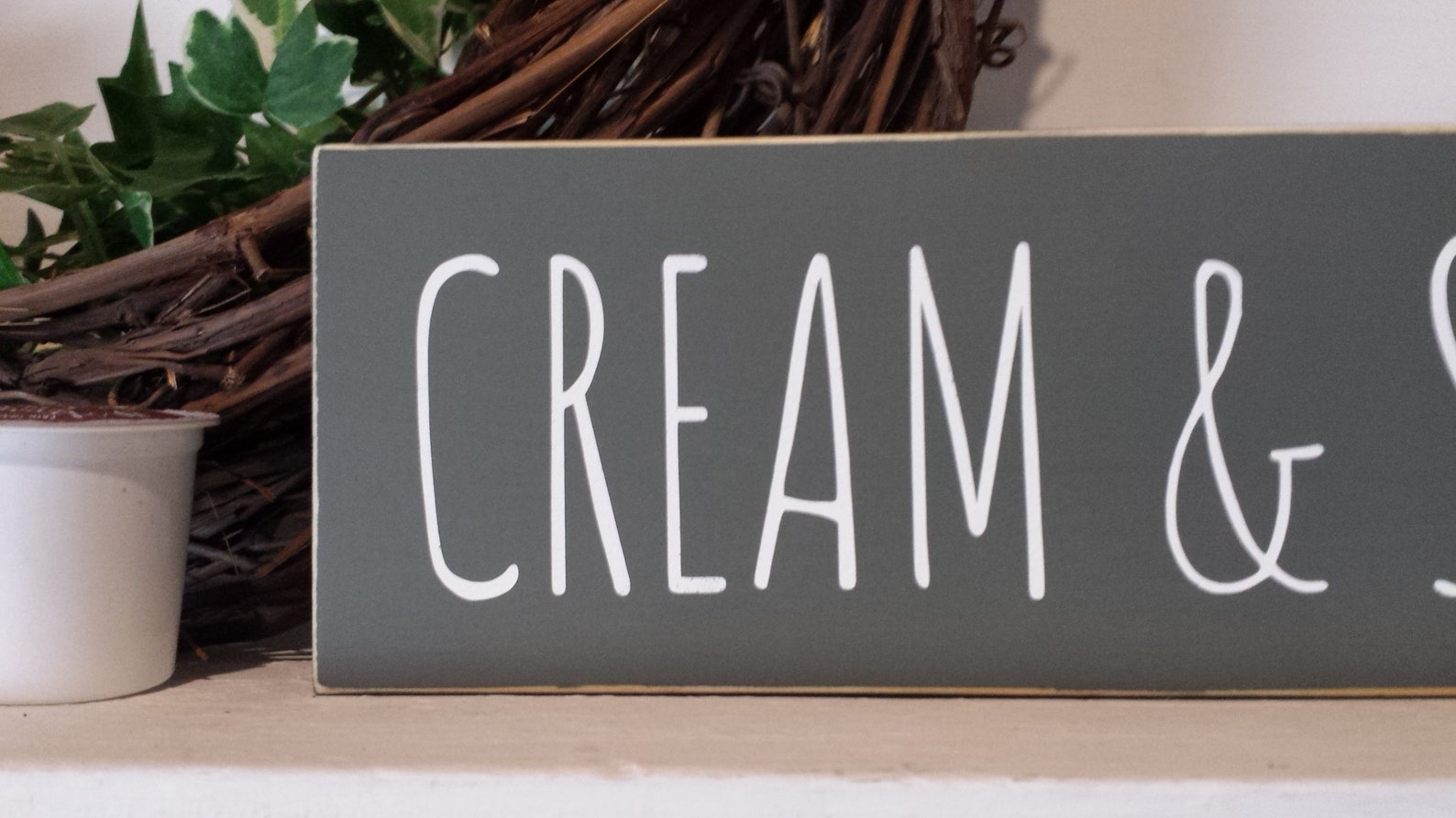 Cream and Sugar Sign Coffee bar sign wood kitchen farmhouse Etsy