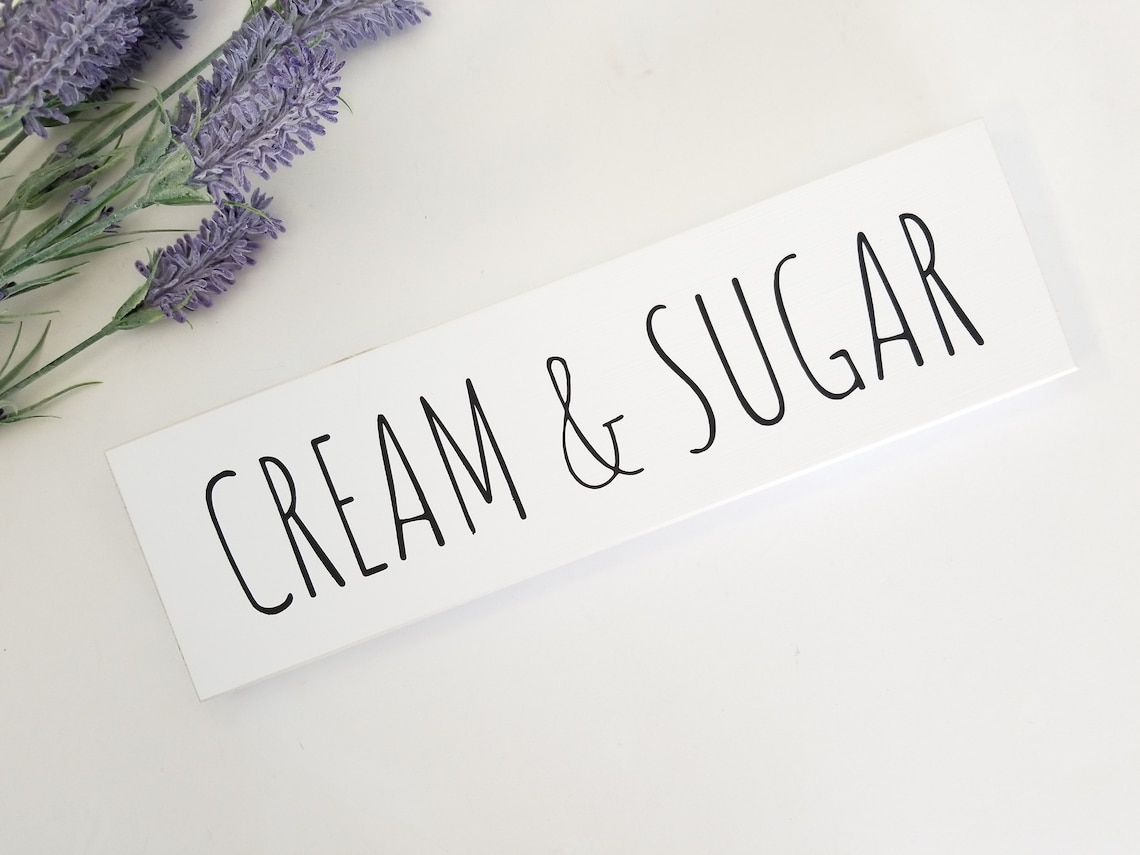 Cream and Sugar Sign Coffee Bar Sign Wood Kitchen Farmhouse Etsy