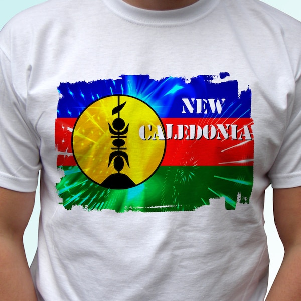 New Caledonia flag white t shirt top short sleeves - Mens, Womens, Kids, Baby - All Sizes!