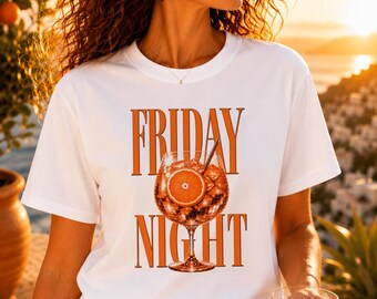 Friday Night T Shirt Cocktail Graphic Tee Italian Italy Summer Vacation Holiday Outfit Brunch Gift for Girls Lovers Trip Beach Party Top